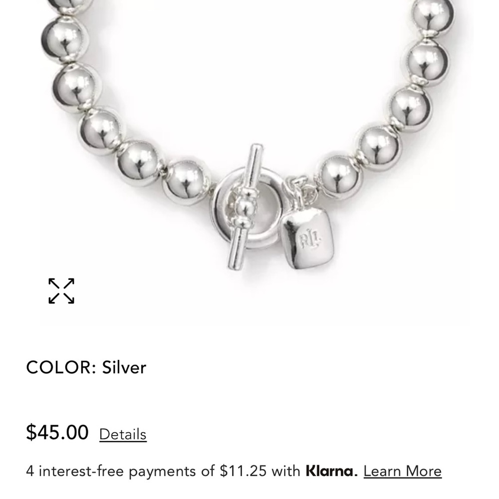 Ralph Lauren Sterling Silver Beaded (8mm) Bracelet